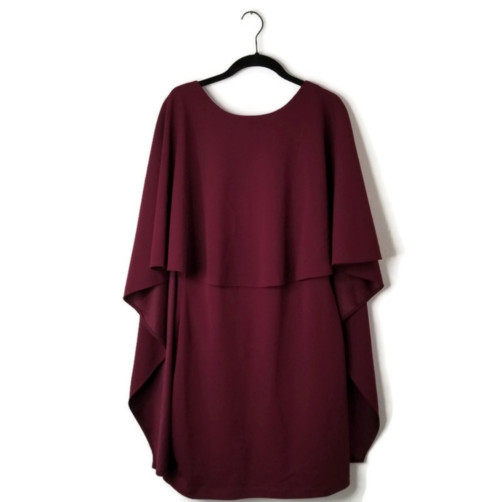 LULU'S Solid Burgundy Draped Sleeve Opened Back Formal Flowy Dress L